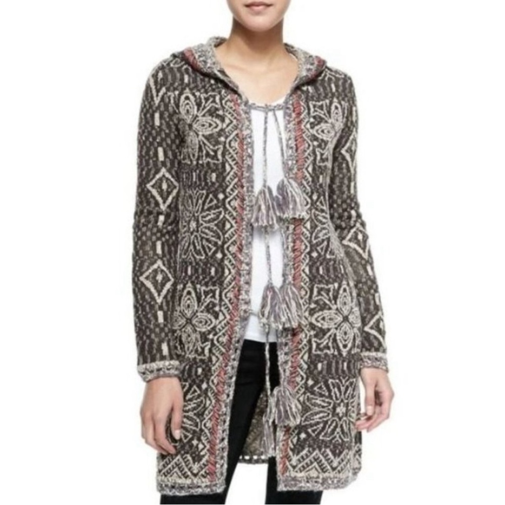 FREE PEOPLE Kai Tassel Hooded Cardigan Duster - EUC - Medium - Picture 2 of 11